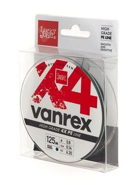 Леска плетёная Lucky John Vanrex х4 BRAID Moss Green 125 м, 0,14 мм