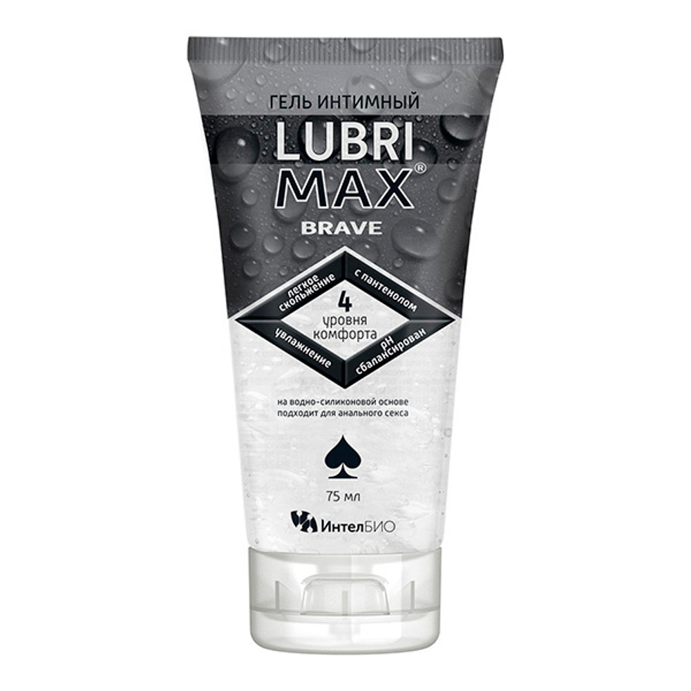 Водно-силиконовый интимный гель-смазка ИнтелБИО Lubrimax Brave 75мл