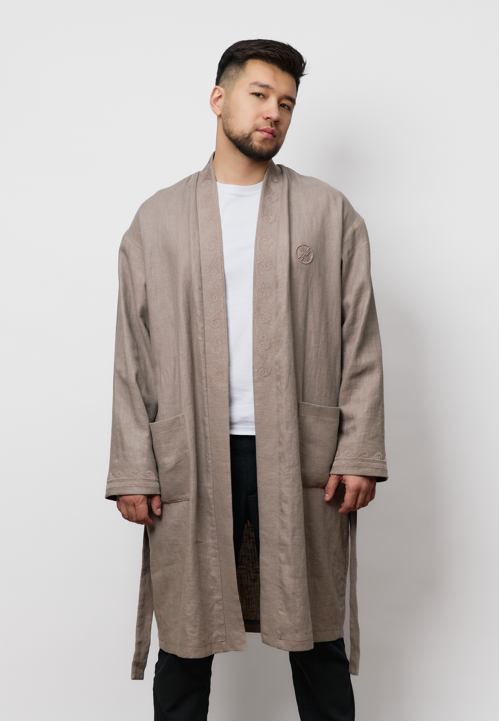 Шапан льняной длинный OYU TOLQYN BEIGE