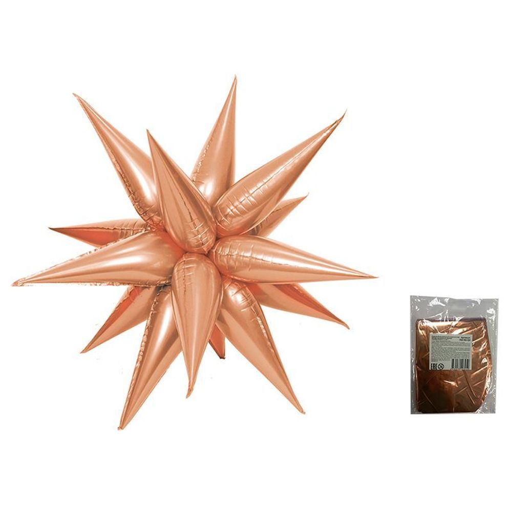 Звезда составная 12 лучиков Розовое Золото в упаковке / Rose Gold