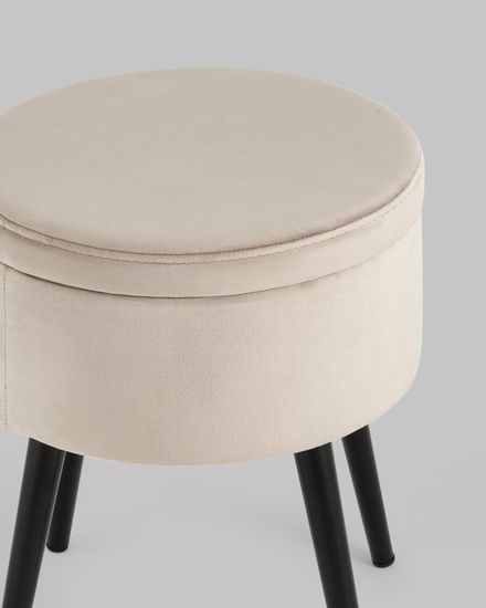 Пуф Клайс с ящиком велюр серо-бежевый