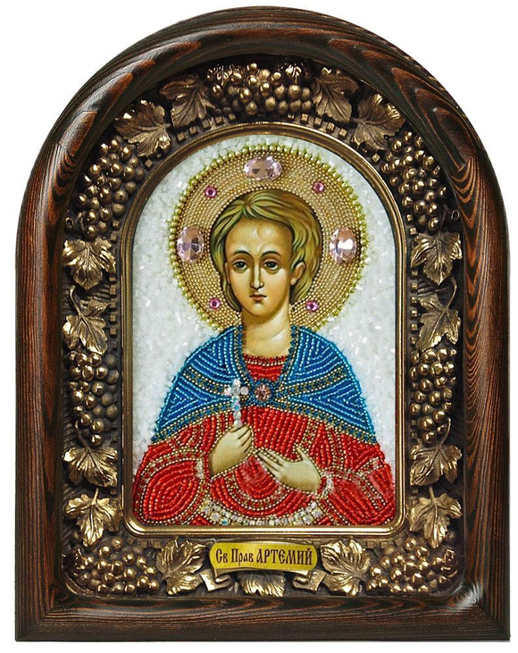 Икона Святой праведный Артемий бисер