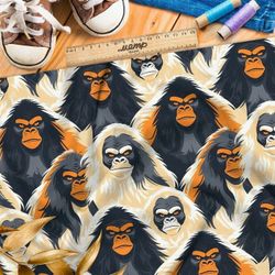 Ткань премиум шифон угрюмые обезьяны