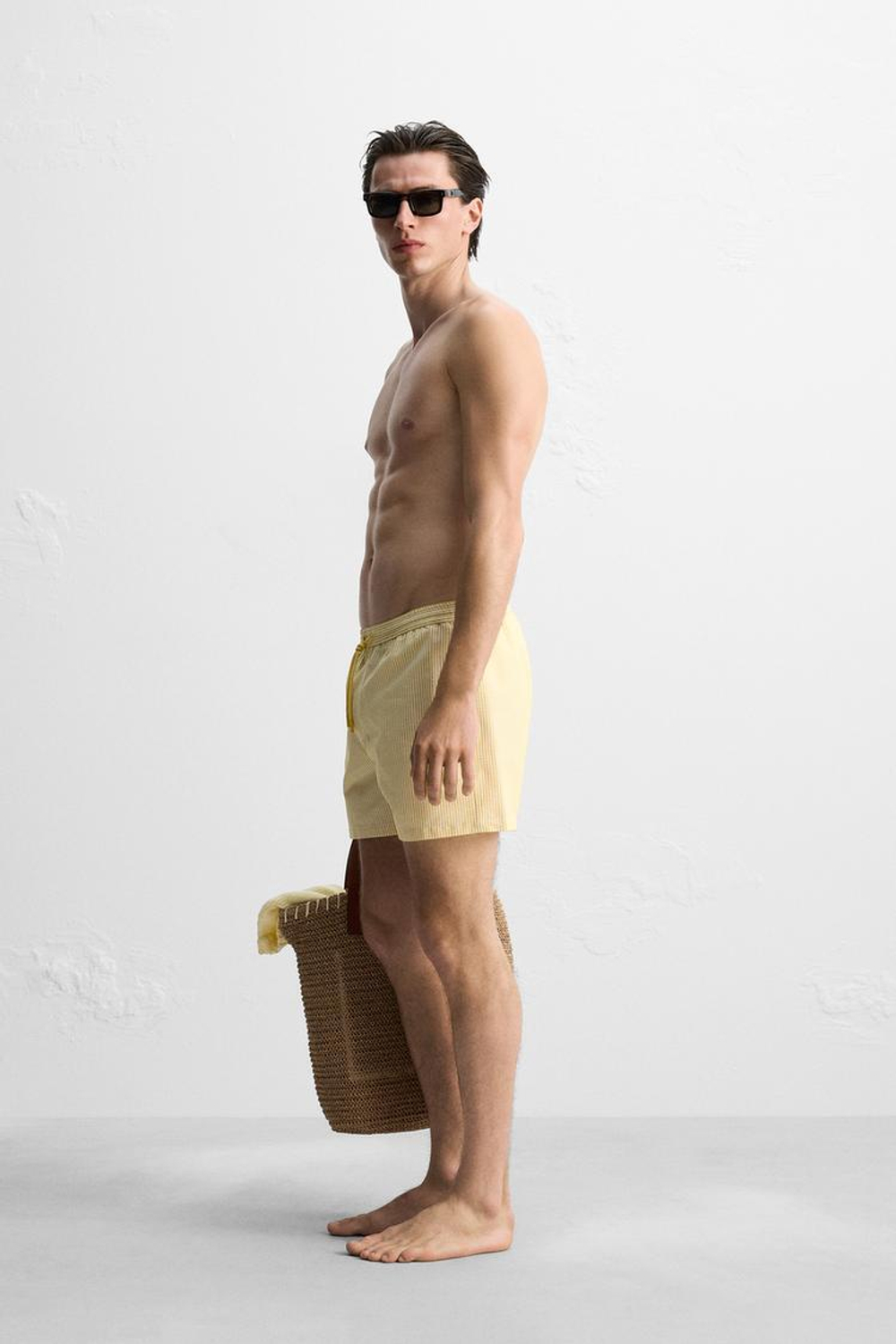 ZARA ПЛАВКИ SEERSUCKER, ЦВЕТ ОЛИВКОВОГО МАСЛА