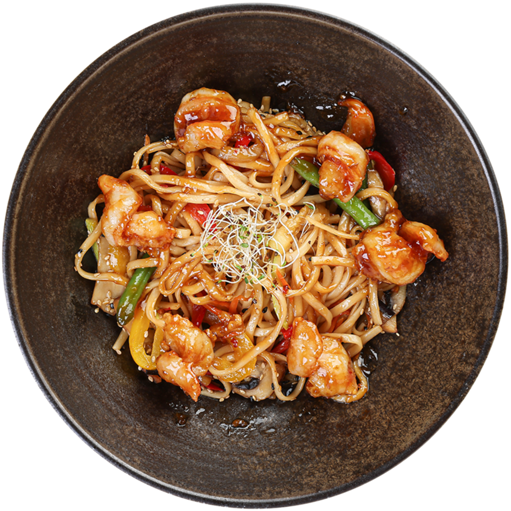 Удон с креветками