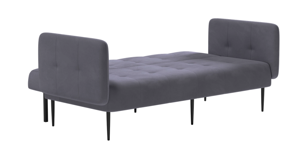 Monaco диван-кровать прямой с подлокотниками, трехместный, бархат серый 27