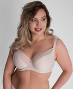 Бюстгальтер на косточках с шитыми чашками +size из ткани с тиснением (Размер: 85H) (Цвет: телесный)