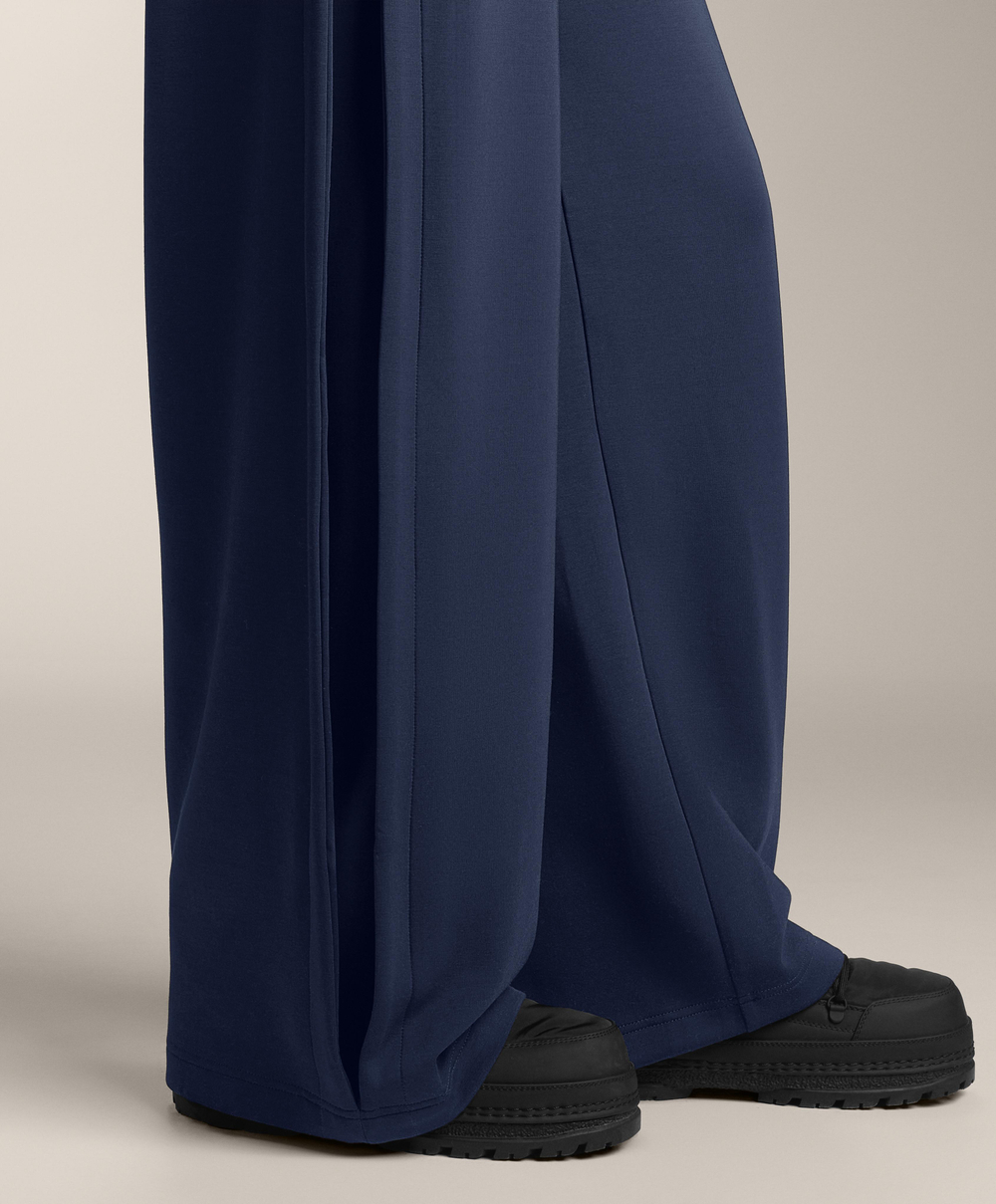 OYSHO Брюки-кокон с боковой складкой и начесом из модала, синий