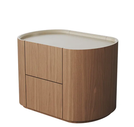 Тумба прикроватная Lagom 2 ящика ширина 60 см (натуральный дуб, молочный)