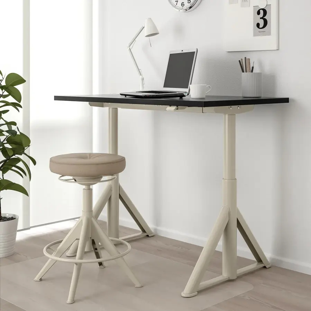 Письменный стол с регулировкой высоты - IKEA IDÅSEN/IDASEN, 120х70х63-127 см, черный/бежевый, ИДАСЕН ИКЕА