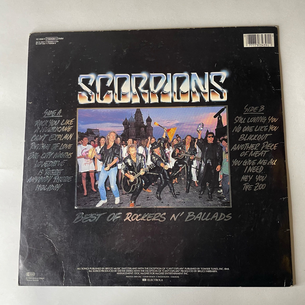 Винтажная виниловая пластинка LP Scorpions, Best Of Rockers N Ballads (Германия 1989)