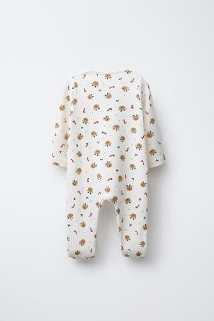 ZARA КОМБИНЕЗОН С ОЛЕНЯМИ И РЕГУЛИРУЕМЫМИ ШТАНИНАМИ, ЭКРЮ