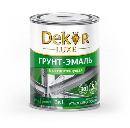 DEKOR LUXE  Грунт-эмаль 3 в 1 быстросохнующая 30 минут  Вишневая 0,9кг (Кубанские краски)