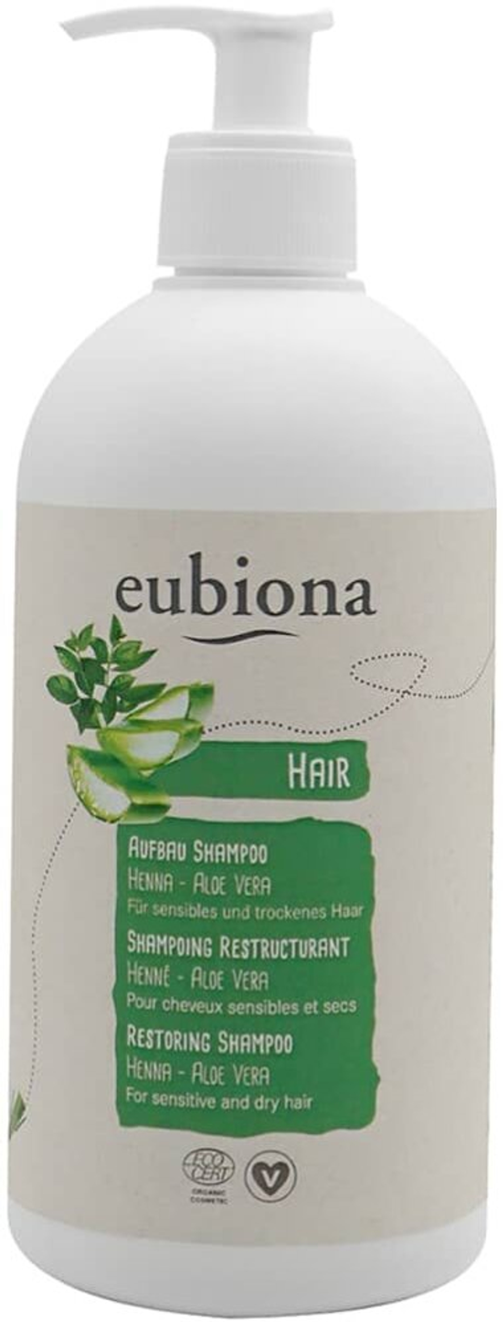 Восстанавливающий шампунь Eubiona с хной и алоэ вера, 500 мл