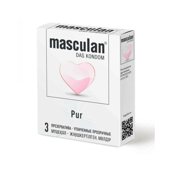 Презервативы Masculan Pur Ультратонкие с увеличенным количеством смазки, 3 шт.
