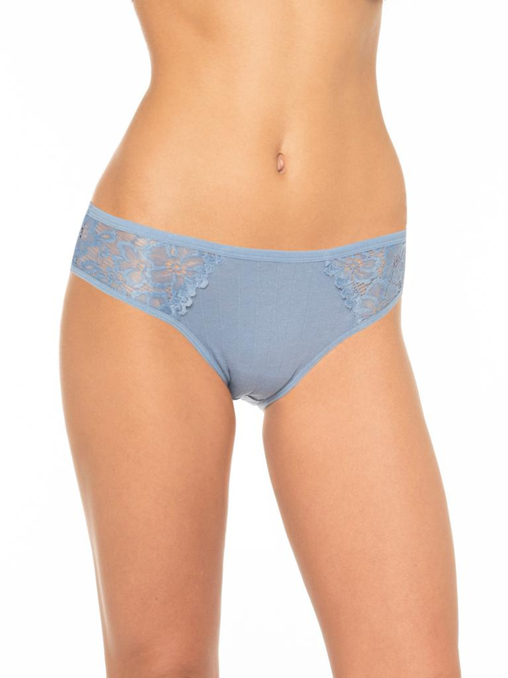 Трусики-слипы с декоративными вставками из кружева (Размер: L) (Цвет: серый)