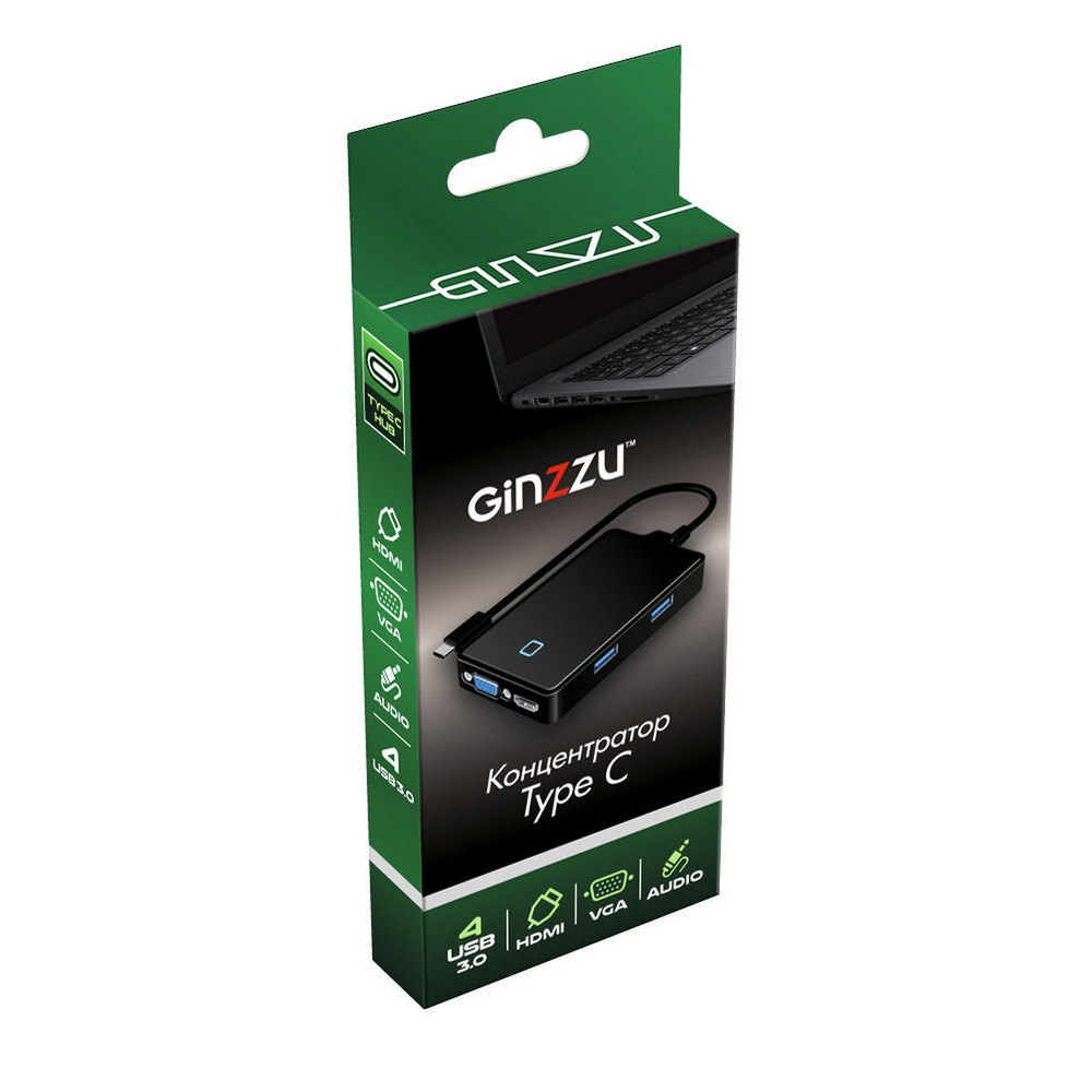 Концентратор Type C 3.1 (USB/HDMI/VGA/AUDIO) Ginzzu GR-770UB