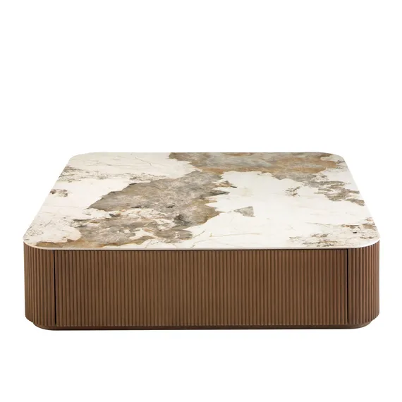 Журнальный столик Angel Cerda 2140 с выдвижной полкой, орех, керамика