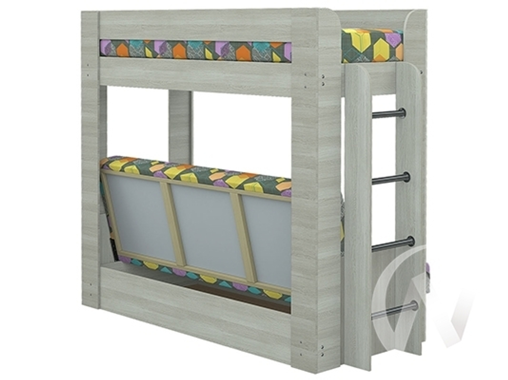 Диван-кровать двухъярусный КМ.009.01-016-00 (ясень шимо светлый/GEOMETRY MULTY 1 Вариант)