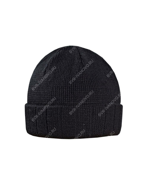 Шапка вязаная 3-х нитка двойная с отворотом (черный)