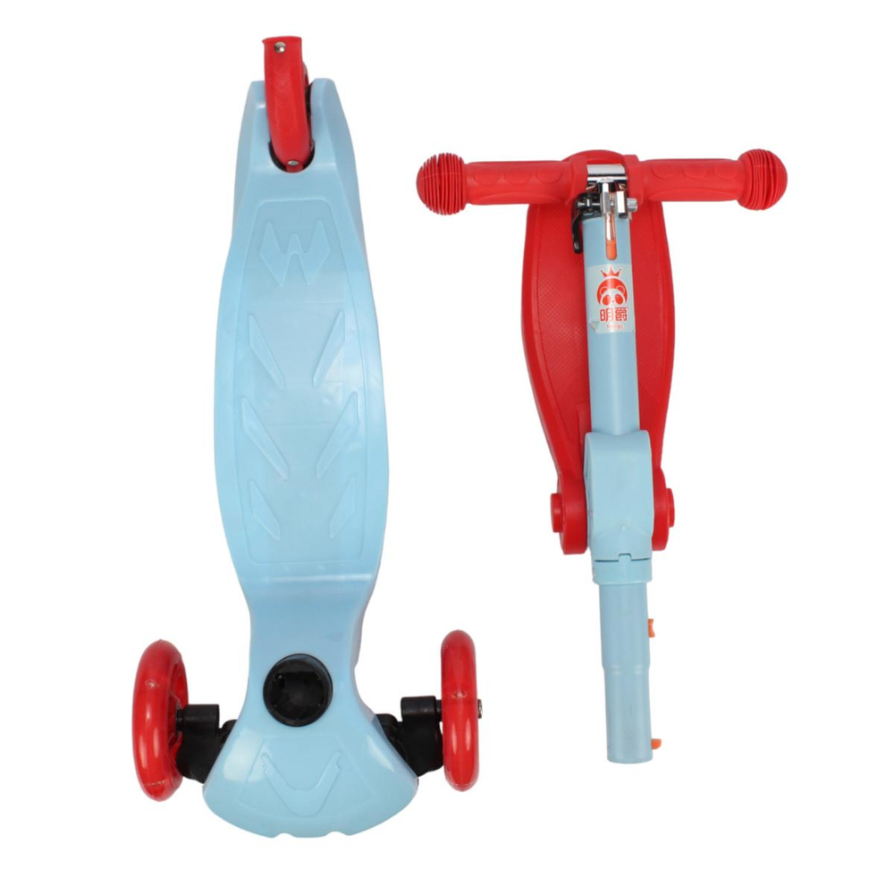 Самокат 3х кол с складным сиденьем, колеса PU со светом, ручка съемная на три положения