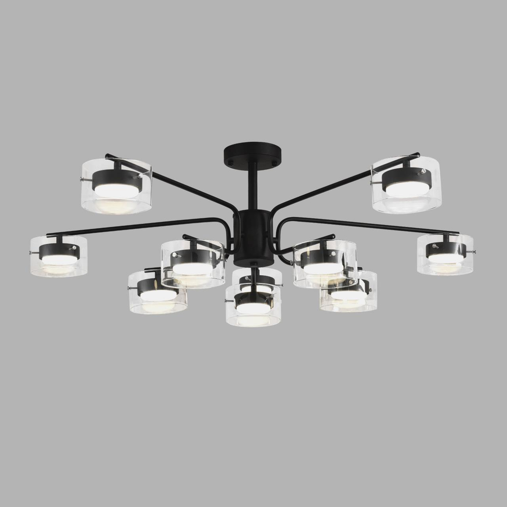 8349/10C COMFI LN26 232 черный/прозрачный, металл/стекло Светильник потолочный LED GX53 10*7W 220V NATALINA