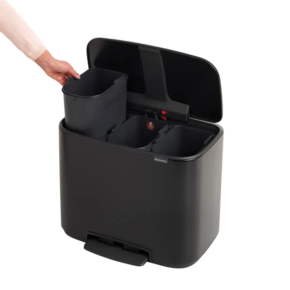Brabantia Контейнер для мусора Bo 3х11л с сортировкой, черный