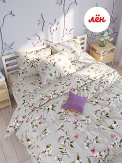 Наволочка комплект 2шт Сказка "Нарциссы" 70х70 см, лён