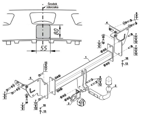 Фаркоп на Jeep Cherokee KL 2014-2018 (паспорт и сертификат в комплекте)(без электрики) Steinhof.J-064