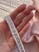 Тесьма твидовая лавандовая (сиреневая, фиолетовая) с золотым люрексом