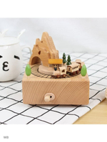 Музыкальная шкатулка карусель заводная с вашим именем или гравировкой под заказ / поезд в горах