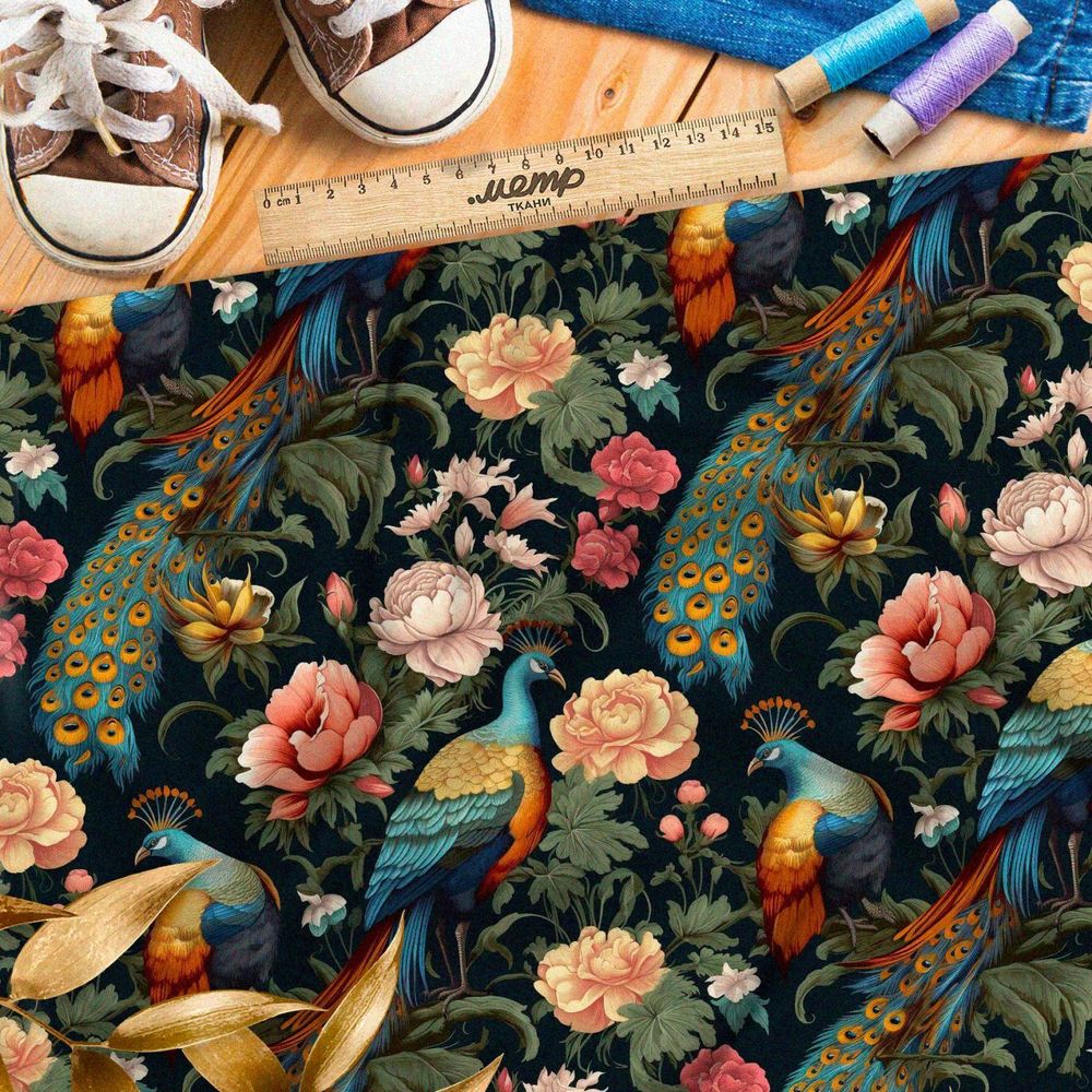 Ткань премиум атлас райский сад