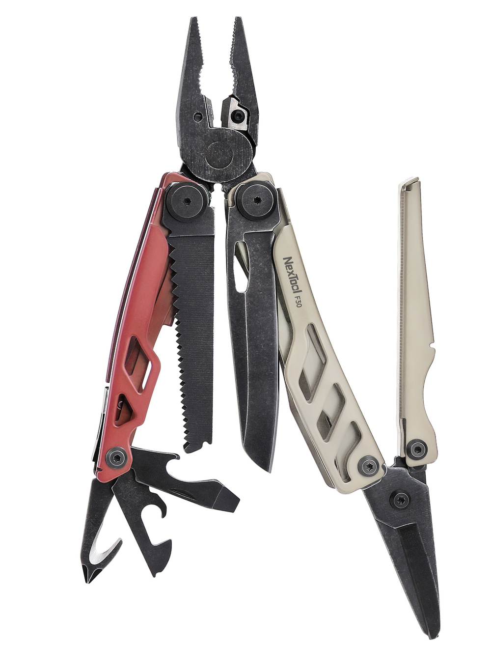 Мультитул Nextool Flagship F30 Pro, 16 функций, красный/ореховый, нейлоновый чехол (NE20203B)