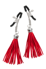 Зажимы на соски «Прищепки» с красными кисточками из замши