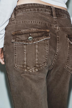 ZARA ДЖИНСЫ TRF BOOTCUT С НИЗКОЙ ПОСАДКОЙ, КОРИЧНЕВЫЙ