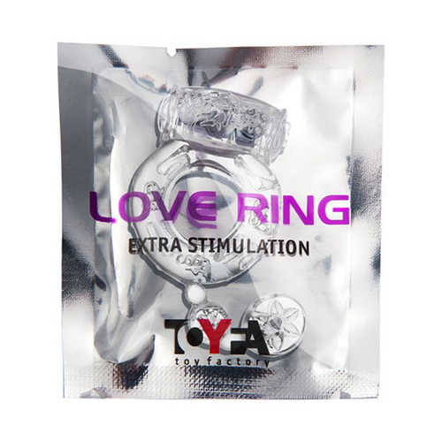 Прозрачное эрекционное кольцо 2,5см с вибратором и хвостом ToyFa Basic 818039-1