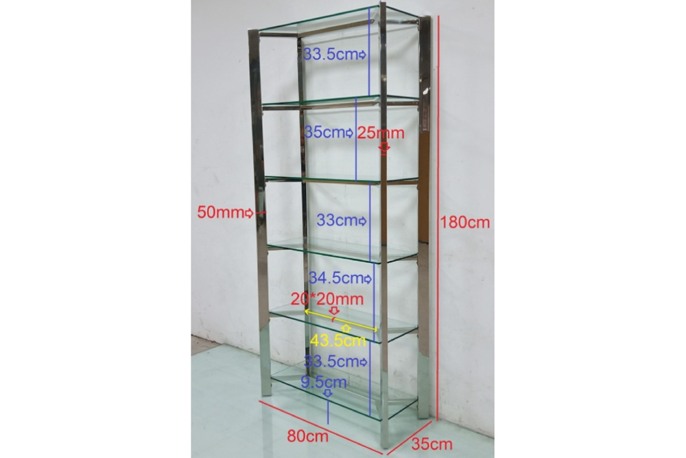Стеллаж Garda Decor стекло прозр, золото 80*35*180 см