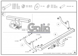 Фаркоп оцинкованный Galia D040A для Renault Sandero 2009-2014, Sandero Stepway 2010-2014(паспорт и сертификат в комплекте)(без электрики)
