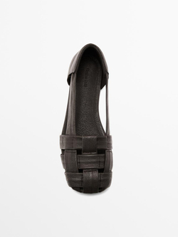 Massimo Dutti Кожаные сандалии, натуральный, коричневый