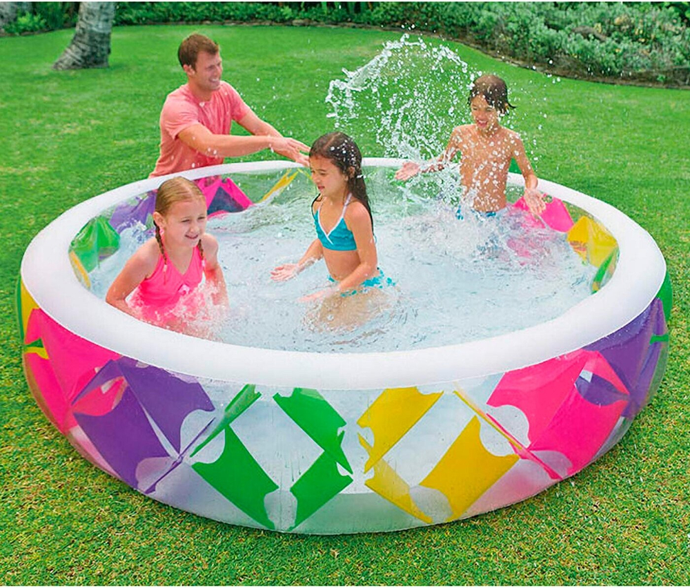 Бассейн надувной Intex 56494 Summer Joy 229х56 см / Круглый трехсекционный бассейн Летняя Радость Интекс для дачи и отдыха