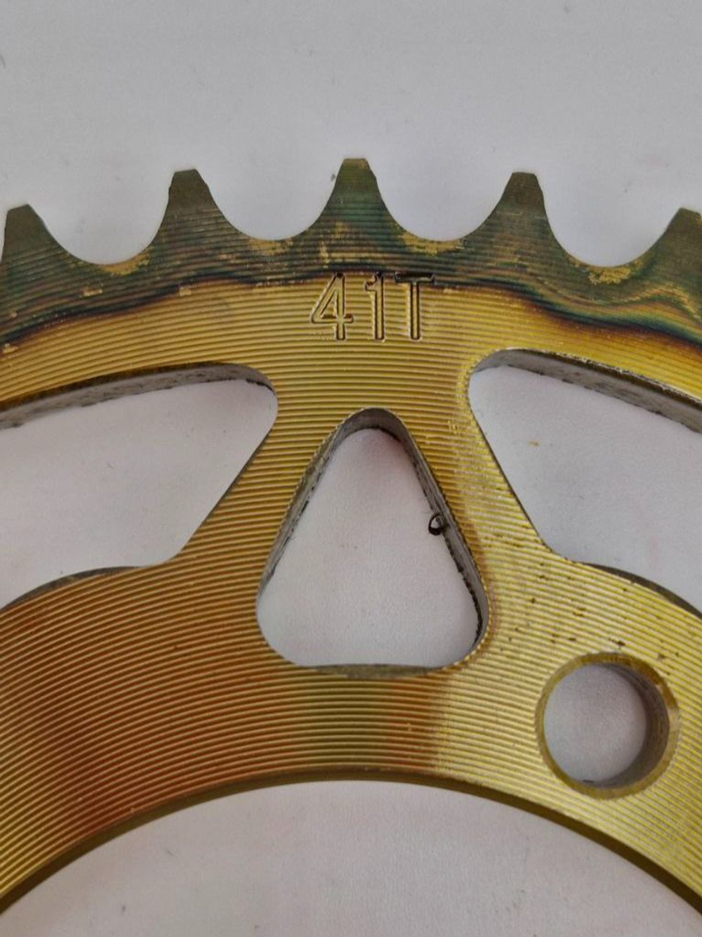 Звезда ведомая 428-41Т для питбайка, кроссового мотоцикла (стальной венец, цепь 428, 41 зуб, усиленная)