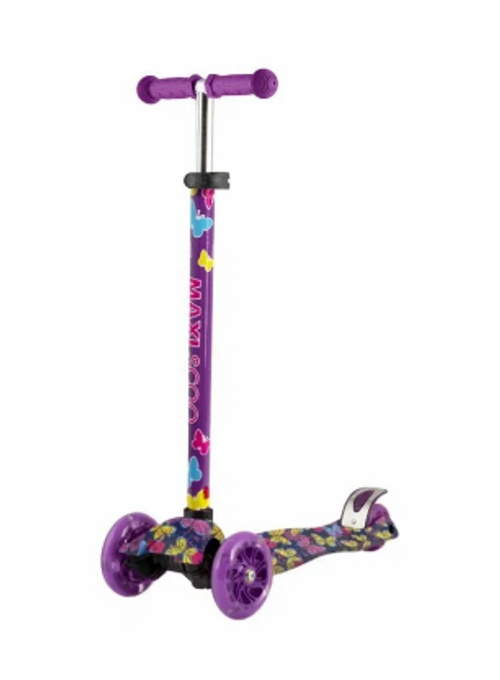 Самокат трёхколёсный Maxiscoo Junior,синий с бабочками, butterfly