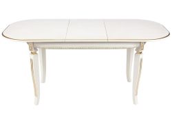 Деревянный стол Romeo 130(170)х85х75 молочный / патина золото