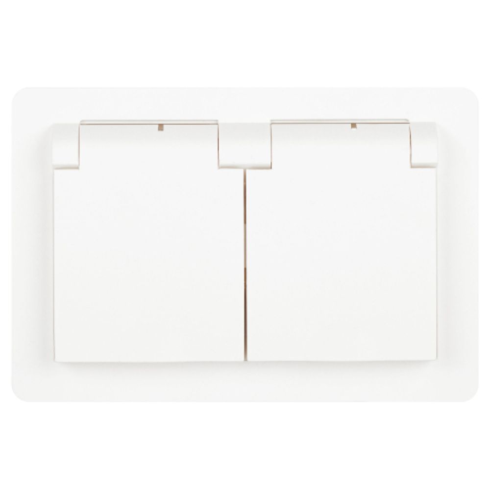 Розетка Intro Style 7-210-01 двойная с заземлением 2х2P+E Schuko с крышкой шторками 16А-250В СУ IP44 белый