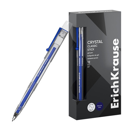 Ручка гелевая EK Crystal Stick Classic синяя, 0,5мм