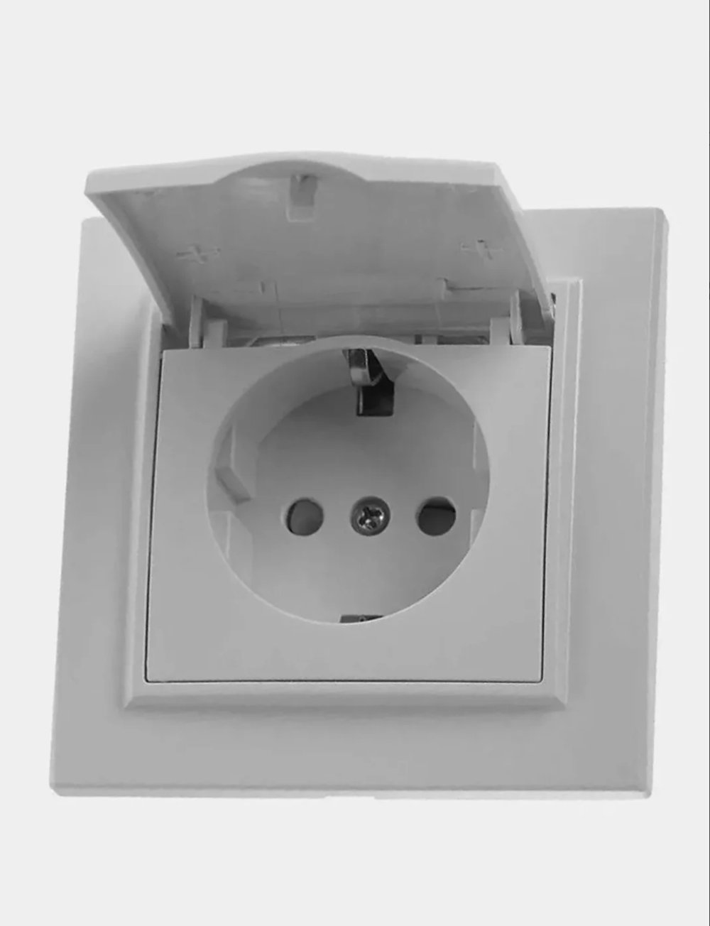 Розетка 1-местная с с/з крышкой, 220В,16А с защитной шторкой STEKKER PST16-9012-02, слоновая кость