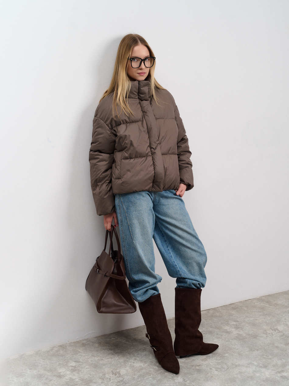 Пуховик женский демисезонный кофе