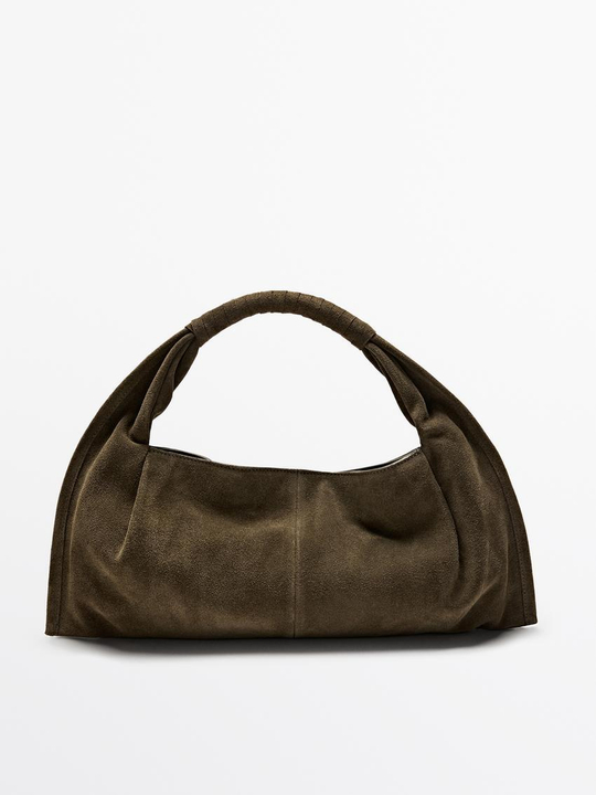 Massimo Dutti Замшевая сумка, зеленый
