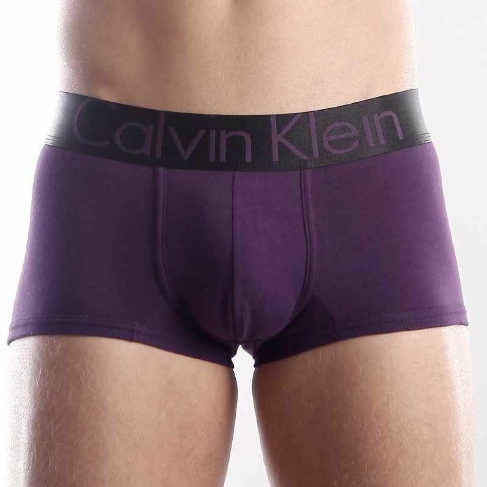 Мужские трусы хипсы фиолетовые с черной резинкой Calvin Klein Steel Black Waistband Violet