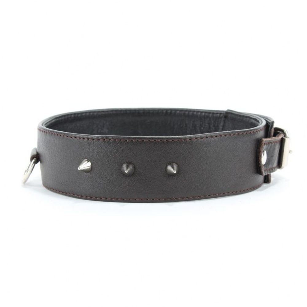 Коричневый кожаный ошейник увеличенного размера (Цвет: коричневый)